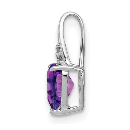 Sterling Silver Rhodium Plated Diamond & Amethyst Heart Pendant