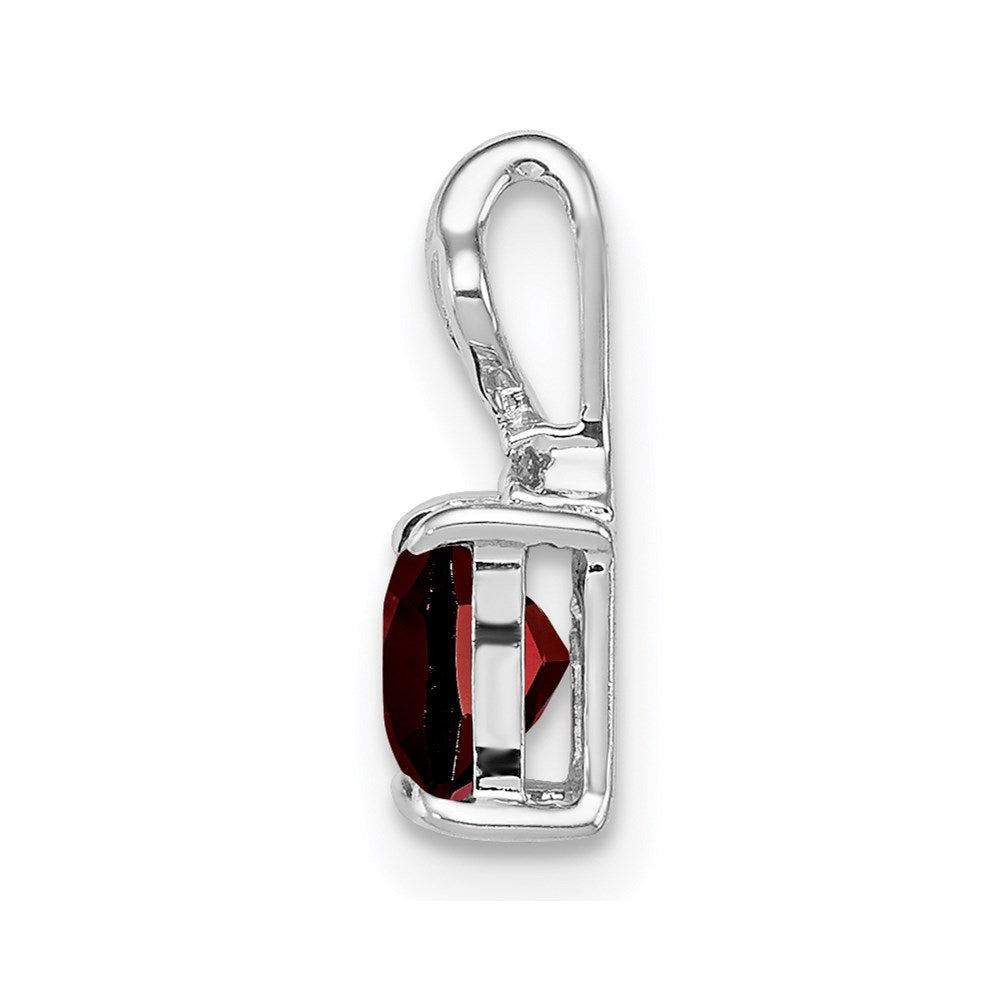 Sterling Silver Rhodium Plated Diamond & Garnet Square Pendant