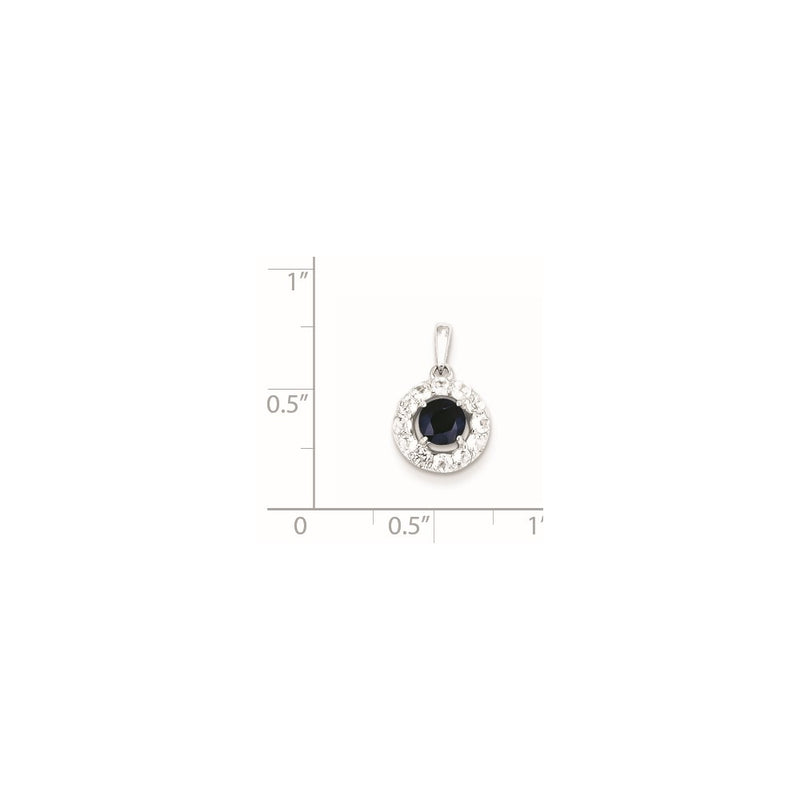 Sterling Silver Rhodium Plated White Topaz & Sapphire Pendant