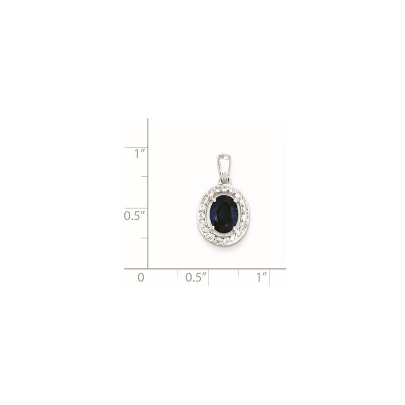 Sterling Silver Rhodium Plated White Topaz & Sapphire Pendant
