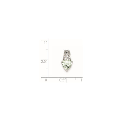 Sterling Silver Diamond and Green Quartz Pendant
