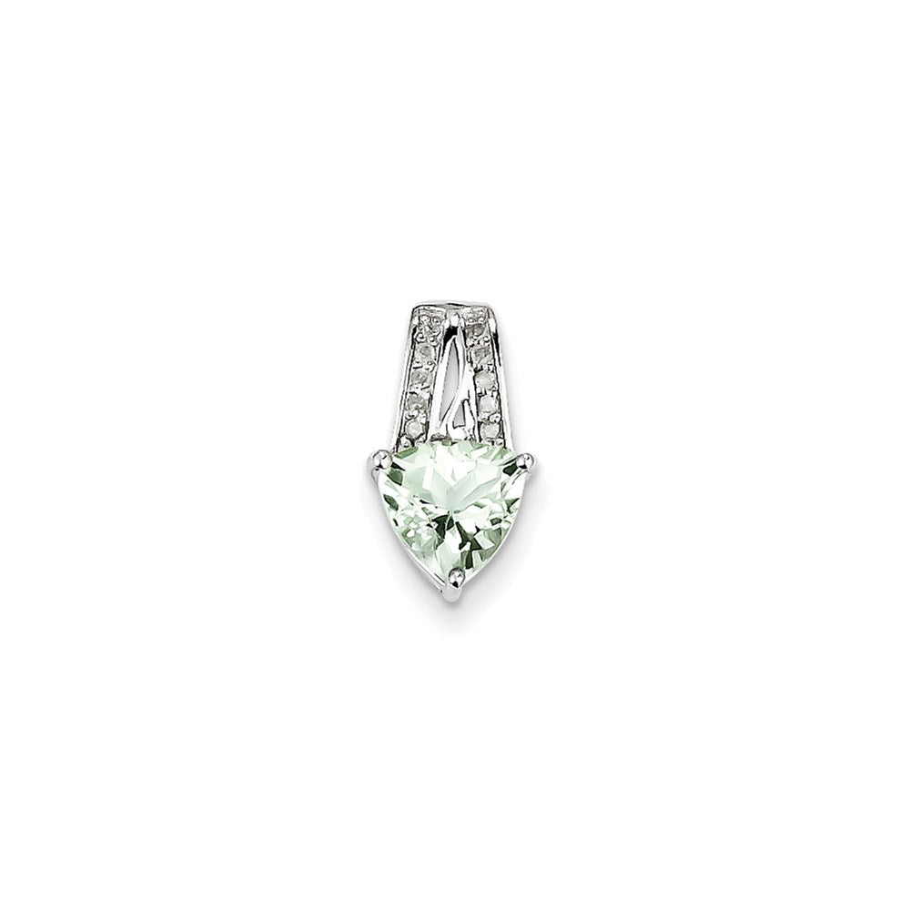 Sterling Silver Diamond and Green Quartz Pendant