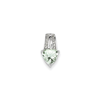 Sterling Silver Diamond and Green Quartz Pendant
