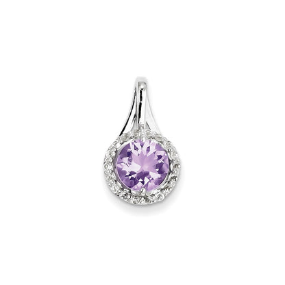 Sterling Silver White Topaz & Pink Quartz Circle Pendant