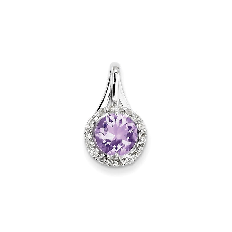 Sterling Silver White Topaz & Pink Quartz Circle Pendant