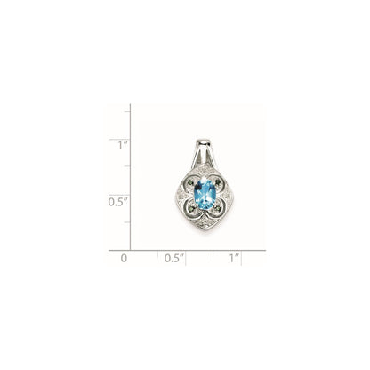 Sterling Silver White/Green Diamond & Lt. Swiss BT Oval Pendant