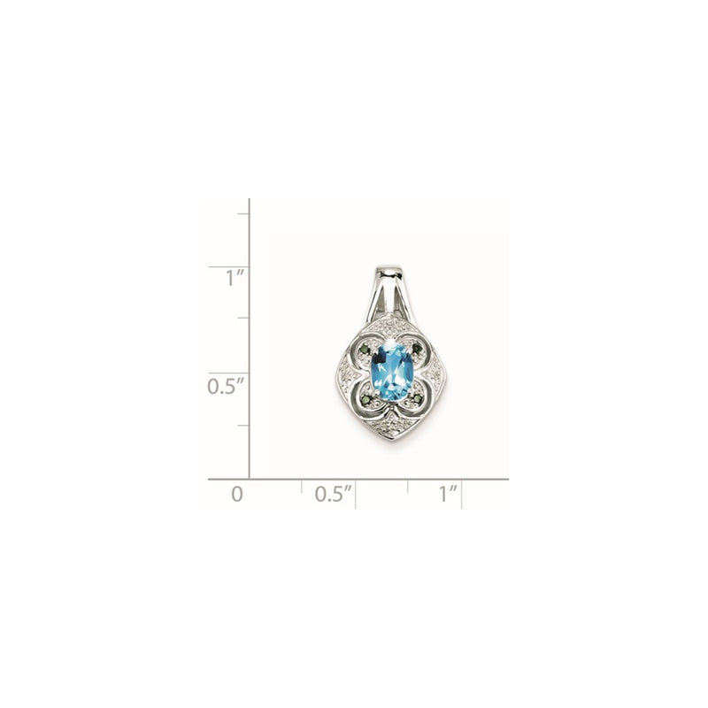 Sterling Silver White/Green Diamond & Lt. Swiss BT Oval Pendant