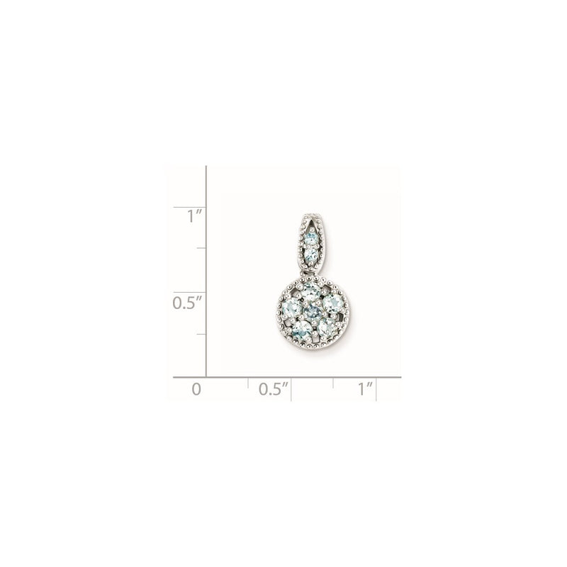 Sterling Silver Rhodium-plated & Aquamarine Circle Pendant