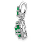 Sterling Silver Rhodium-plated & Emerald Circle Pendant