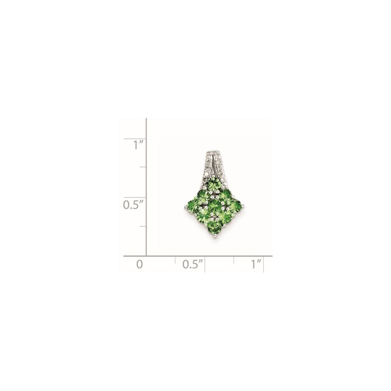 Sterling Silver Diamond & Tsavorite Garnet Square Pendant