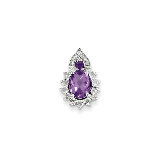 Sterling Silver Diamond Amethyst Pendant