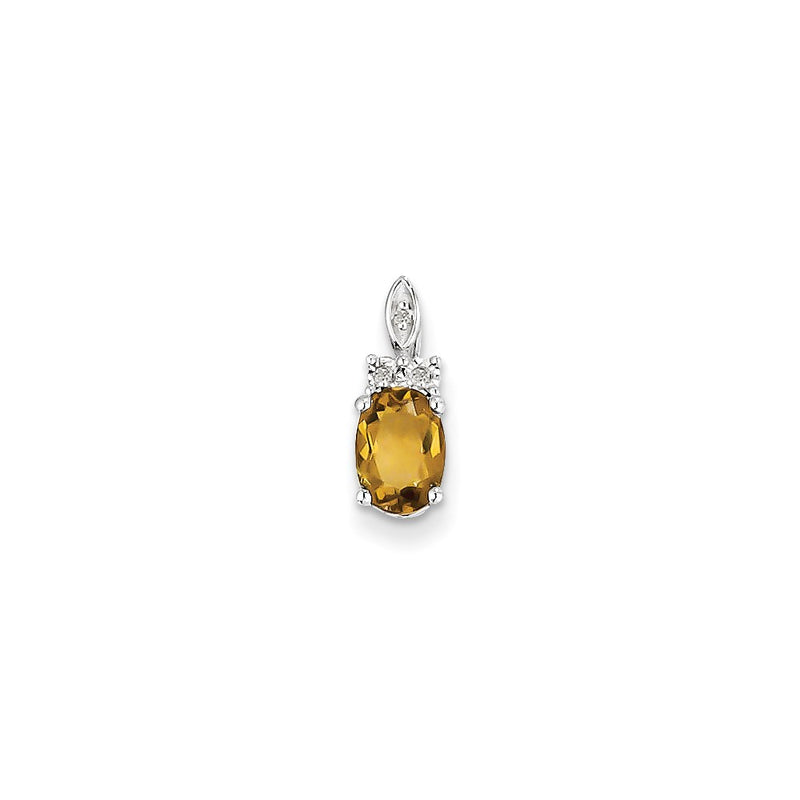 Sterling Silver Diamond & Whiskey Quartz Pendant