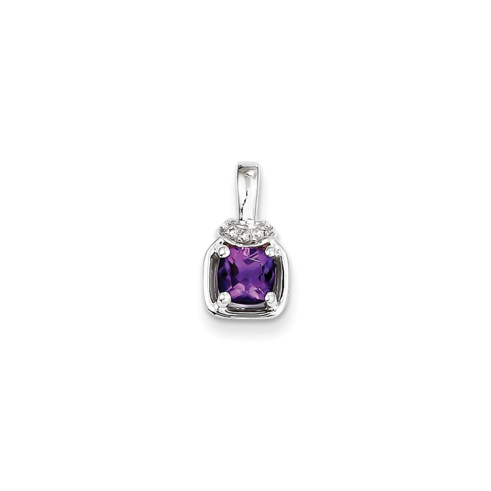 Sterling Silver Diamond & Amethyst Pendant