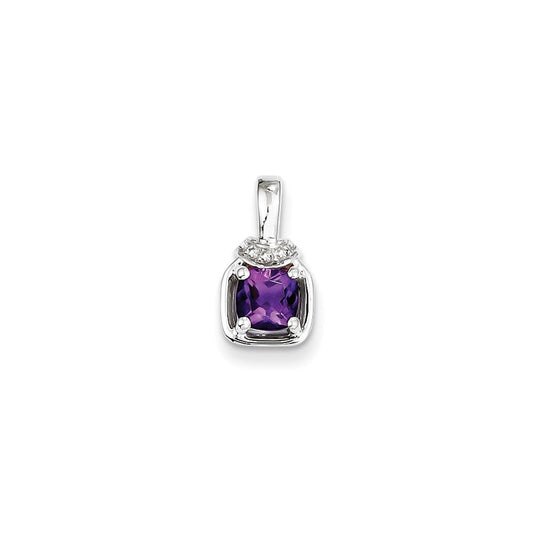 Sterling Silver Diamond & Amethyst Pendant
