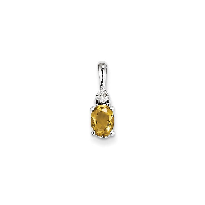 Sterling Silver Diamond & Whiskey Quartz Pendant