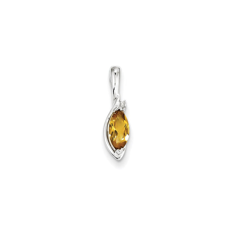 Sterling Silver Diamond & Whiskey Quartz Pendant