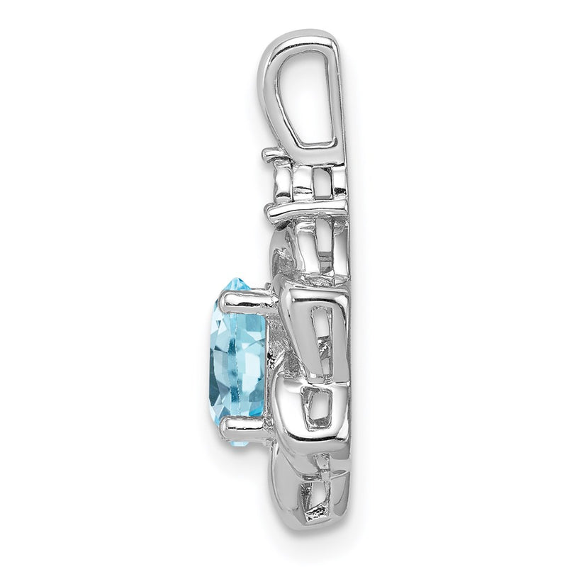 Sterling Silver Rhodium-plated Diamond & Light Blue Topaz Pendant