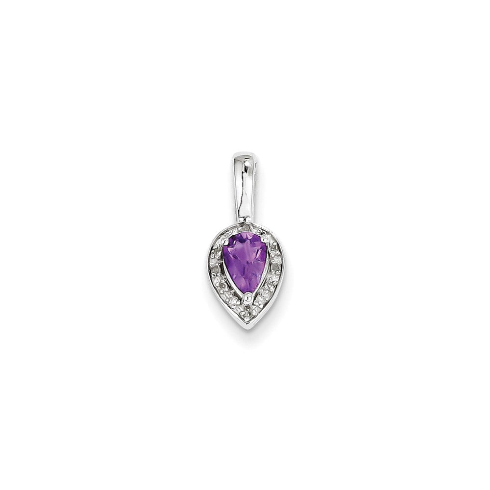 Sterling Silver Diamond Amethyst Pendant