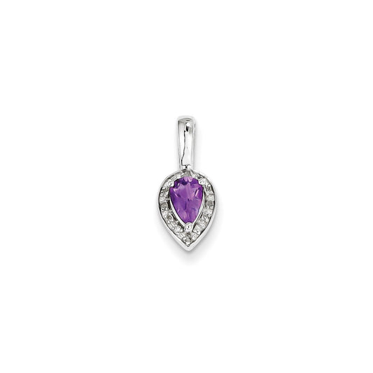 Sterling Silver Diamond Amethyst Pendant