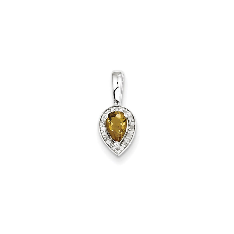 Sterling Silver Diamond Whiskey Quartz Pendant