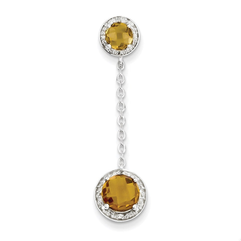 Sterling Silver Diamond Whiskey Quartz Pendant