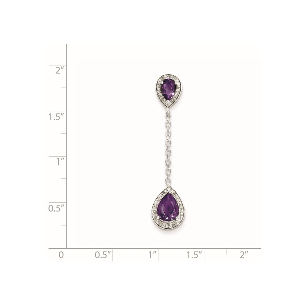 Sterling Silver Diamond Amethyst Pendant