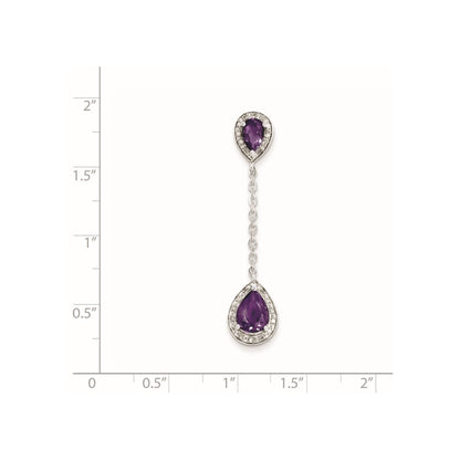 Sterling Silver Diamond Amethyst Pendant