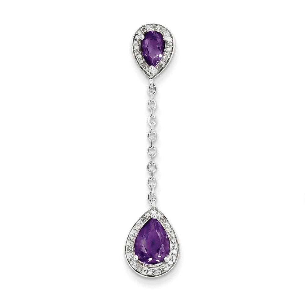 Sterling Silver Diamond Amethyst Pendant