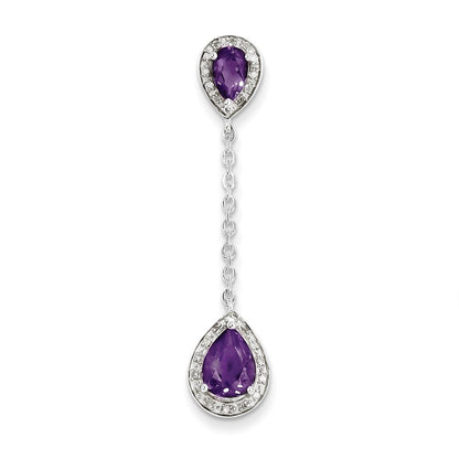 Sterling Silver Diamond Amethyst Pendant