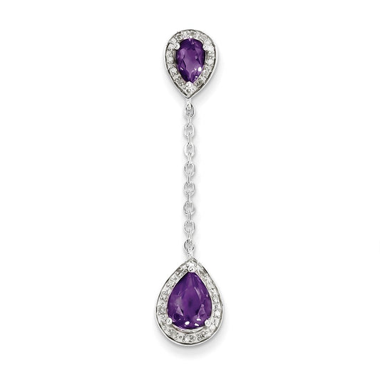 Sterling Silver Diamond Amethyst Pendant