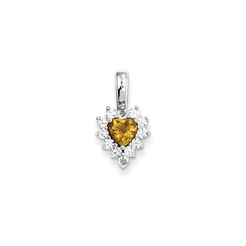 Sterling Silver Diamond Whiskey Quartz Pendant
