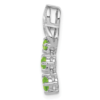 Sterling Silver Rhodium-plated Peridot and Diamond Pendant