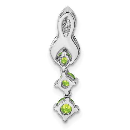 Sterling Silver Rhodium-plated Peridot and Diamond Pendant