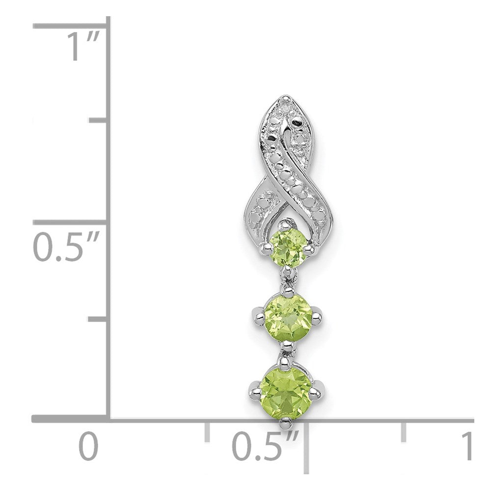 Sterling Silver Rhodium-plated Peridot and Diamond Pendant