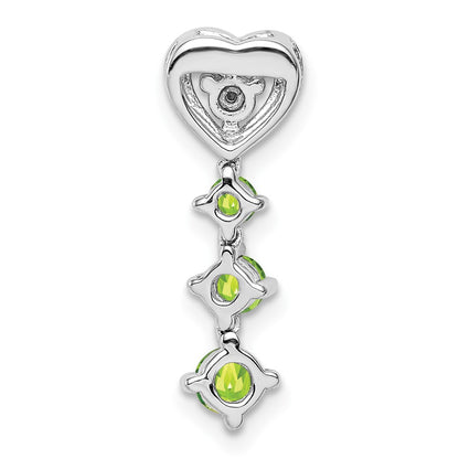 Sterling Silver Rhodium-plated Peridot Diamond Pendant