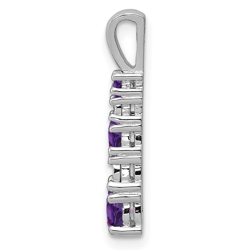 Sterling Silver Rhodium-plated Amethyst and Diamond Pendant