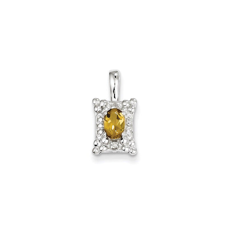 Sterling Silver Whiskey Quartz Diamond Pendant