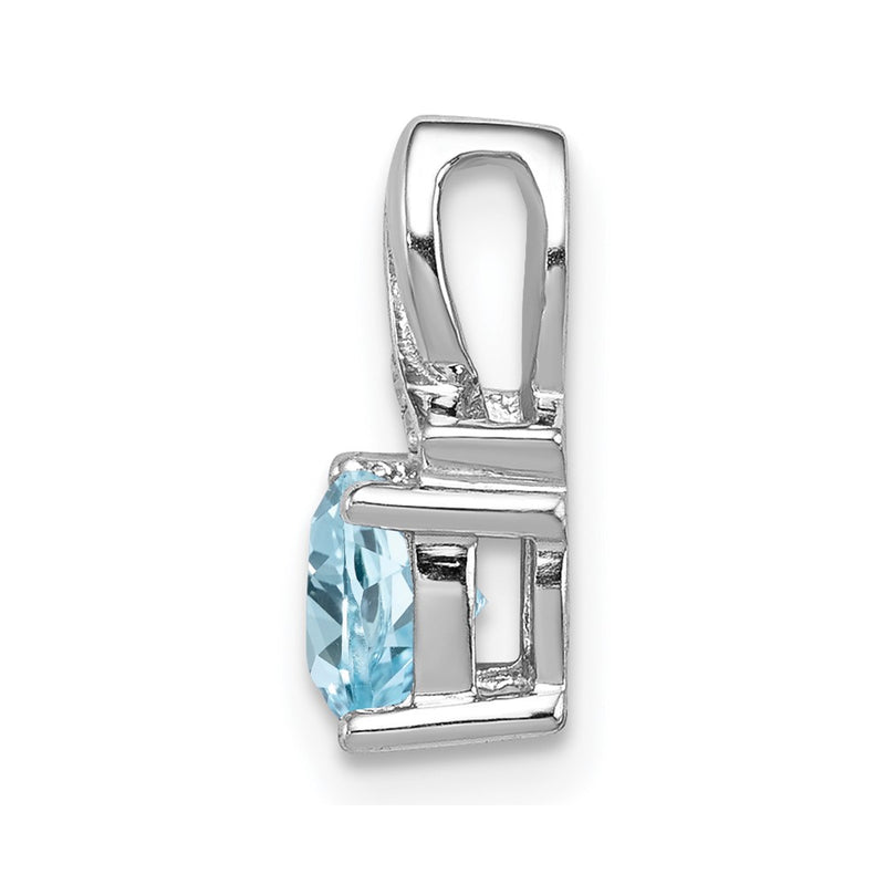 Sterling Silver Rhodium-plated Light Swiss Blue Topaz Diamond Pendant