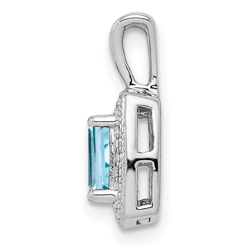 Sterling Silver Rhodium-plated Light Swiss Blue Topaz Diamond Pendant