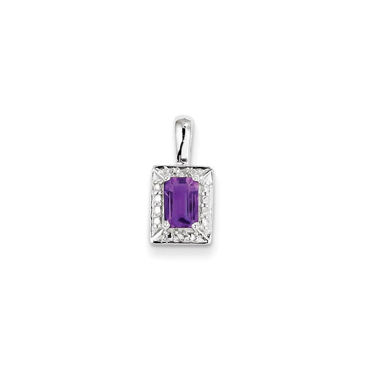 Sterling Silver Amethyst Diamond Pendant
