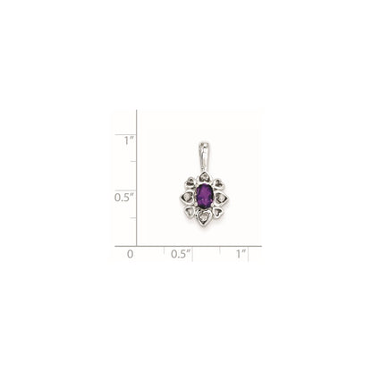 Sterling Silver Amethyst Diamond Pendant