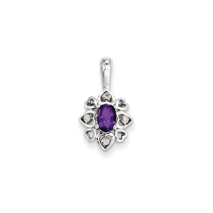 Sterling Silver Amethyst Diamond Pendant