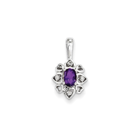 Sterling Silver Amethyst Diamond Pendant