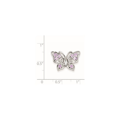 Sterling Silver Pink Quartz Diamond Pendant
