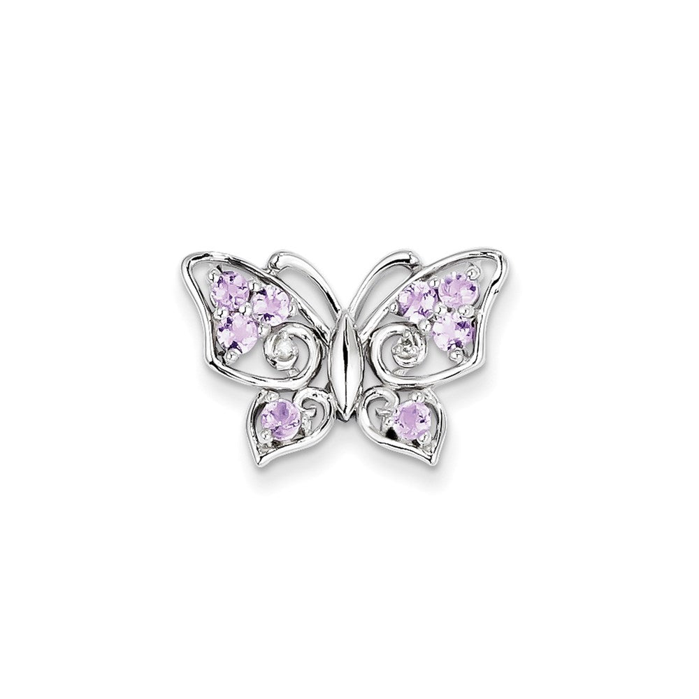 Sterling Silver Pink Quartz Diamond Pendant