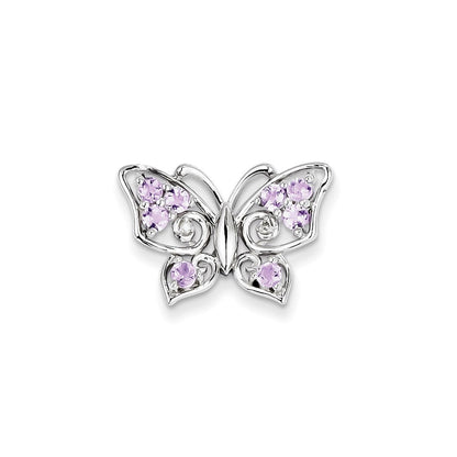 Sterling Silver Pink Quartz Diamond Pendant