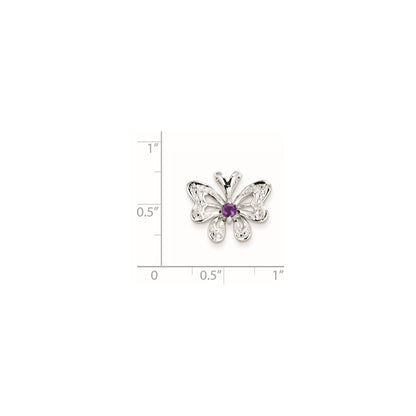 Sterling Silver Amethyst & Diamond Pendant