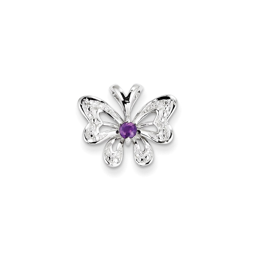 Sterling Silver Amethyst & Diamond Pendant
