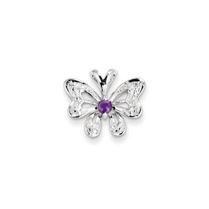Sterling Silver Amethyst & Diamond Pendant