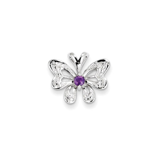 Sterling Silver Amethyst & Diamond Pendant